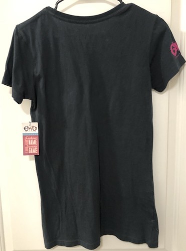 NWT GIRLS WITH GUNS Womens Western Short Sleeve Shirt Top Black & Hot Pink L - Picture 2 of 14