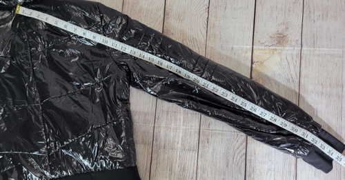 BLANC NOIR Ws's Black Zippered Motion Panel Thumbholes Puffer Jacket MEDIUM - Picture 14 of 15
