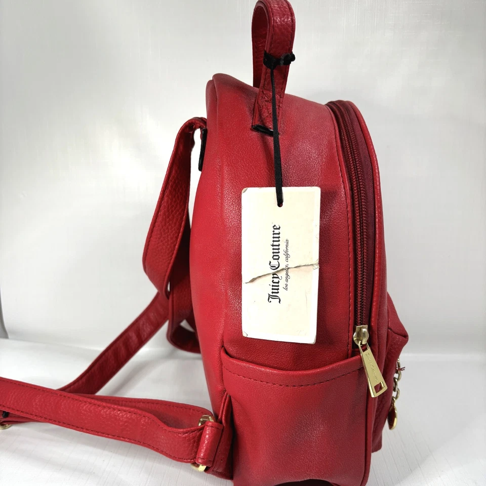 Mini Mochila Juicy Couture Roja Cuadros en Blanco Diseñador Viaje Imitación Cuero Nueva con Etiquetas Foto 4 de 4