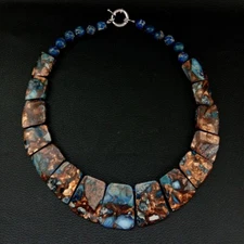 19''  Mixed Color Sea Sediment Imperial Jasper Graduated Necklace