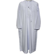Men's White Emirati Omani Long Sleeves Thobe Jubba Dishdasha