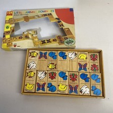 Vintage EDDU toy 5017 Little Animals Dominos Wooden 24 Months 1 Missing