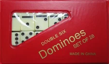 DOMINOES ONLINE DOUBLE SIX GAME Large SET 28 TILES WITH CASE FOR SALE