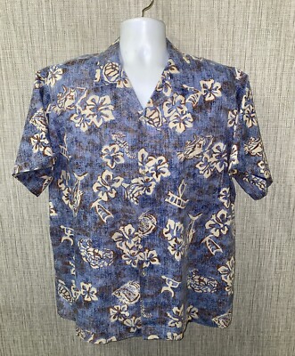 RJC Mens Multi Color Floral Aloha Hawaiian Shirt 26 In Armpit Reverse Print