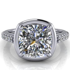 Amazing 2.10CT White Simulated Cushion  Round Cut Sapphire Women's Wedding Ring