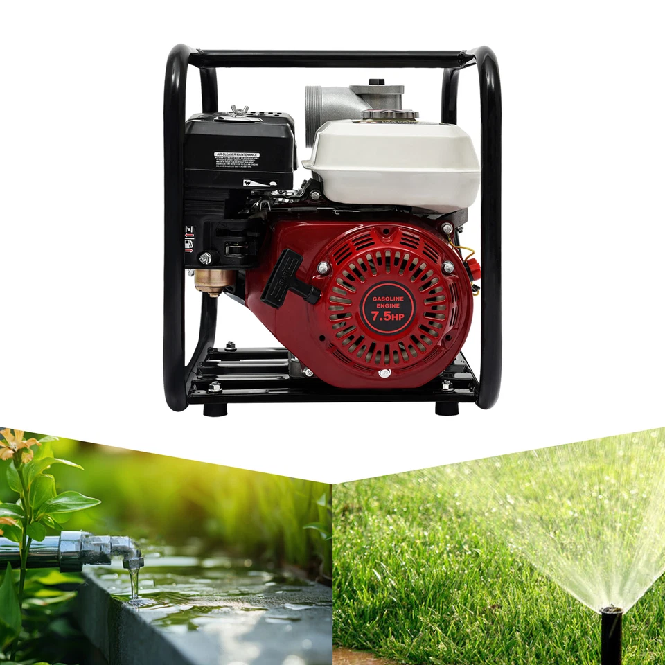 4 Stroke 7.5HP Gasoline Water Pump 3" Portable Gas-Powered Semi-Trash Water Pump - Image 3 of 4
