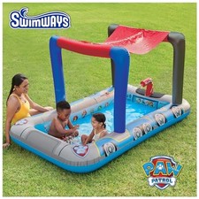 SWIMWAYS PAW PATROL DELUXE INFLATABLE POOL ABOVE GROUND POOL - BLUE RED GRAY