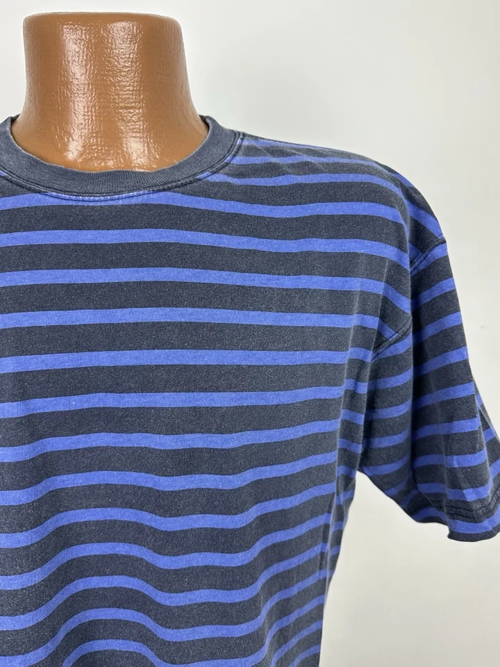 Camiseta Vintage Años 90 ESPRIT Rayas Unisex Grande Azul Marino Floral Logo Náutica Foto 3 de 4