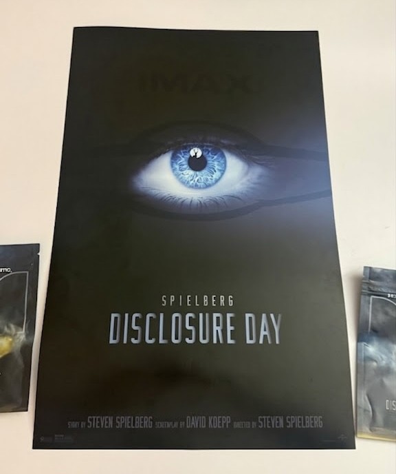 Disclosure Day IMAX Promo Light Activated Movie Poster + two Dolby button pins