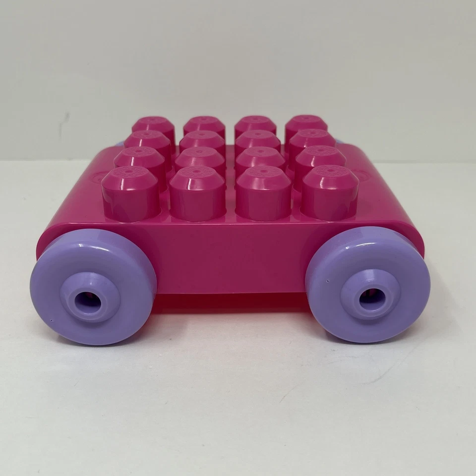 Mega Bloks First Builder Blocks 4X4 Giant Car Base Pink Purple Wheels STEM Toy - Image 4 of 4