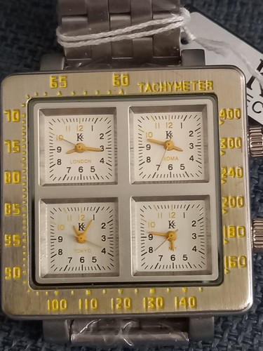 Orologio da Polso con grande Quadrante 4 Fusi Orari Acciaio KK Collection - Foto 2 di 12
