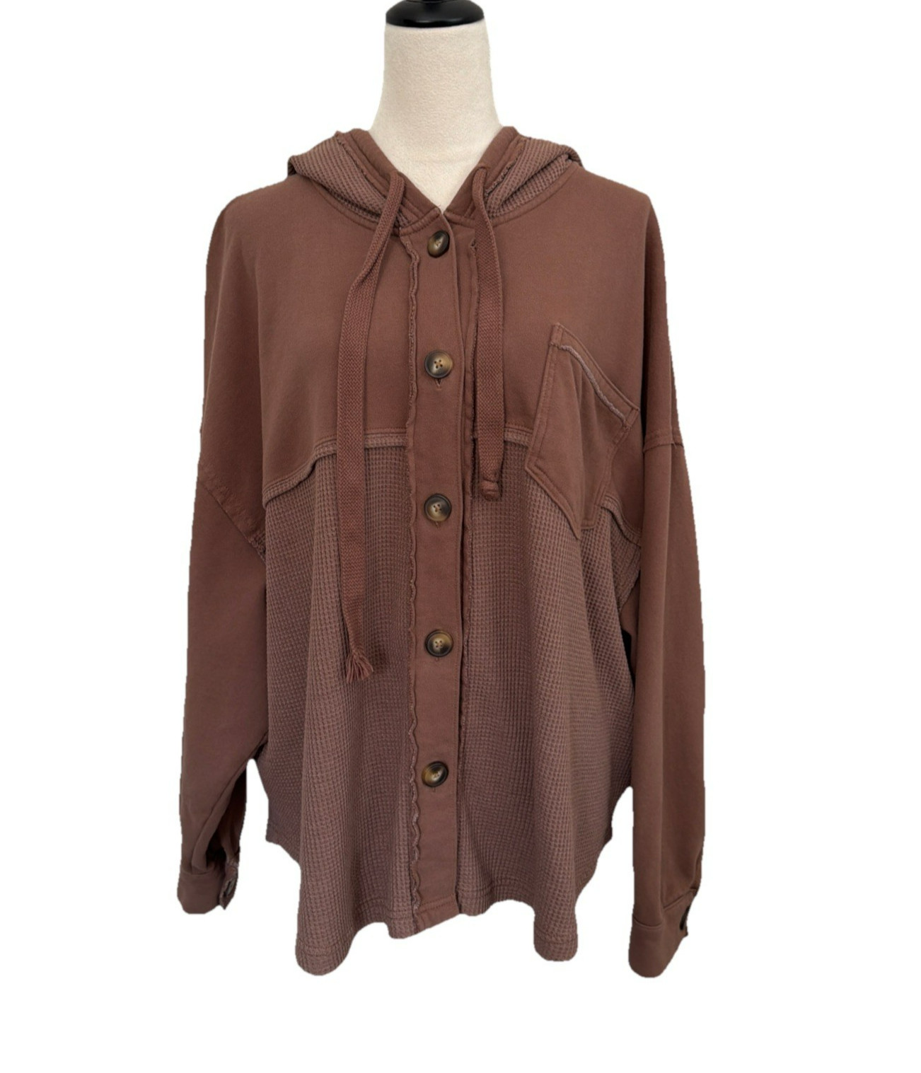 American Eagle Thermal Button Front Shacket Women… - image 1