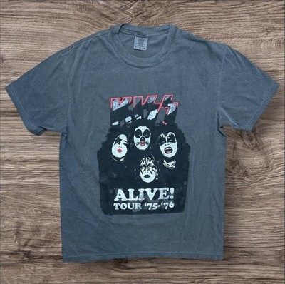Kiss Alive! Tour 75-76 Grey T-Shirt Size Large