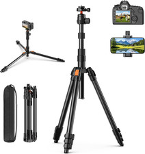 71" Camera Tripod, Tripod for Camera Phone with 360 Ball Head and Smartphone Hol