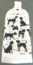 Kitchen Dish Towel With A Crochet Top ~ Dogs  🐕🐶