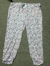 Ink + Ivy Floral Pajama Bottoms, Womens Size 3X, Pink With Blue Flowers, NWT