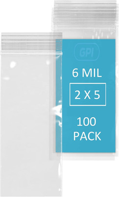 - 6 Mil, Extra Heavy-Duty, 2'' X 5'' Clear Plastic Reclosable Zip Bags, Punct