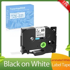 TZ-221 Tze-221 Label Tape Ribbon Black on White For Brother P-Touch PT1090 9mm