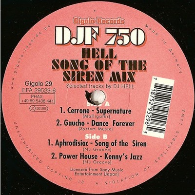 Hell - DJF 750 - Song Of The Siren Mix (Vinyl 12'' - 1999 - DE - Original)