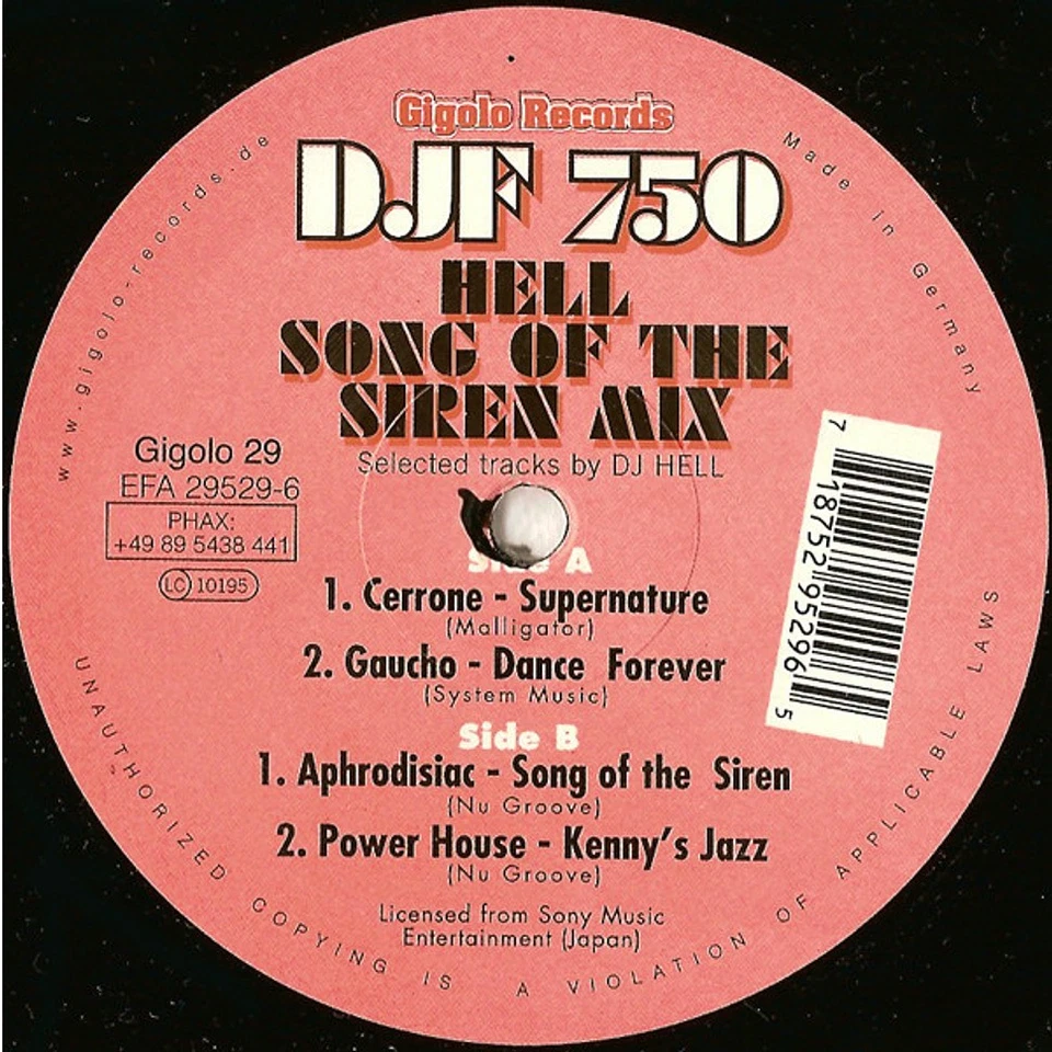 Hell - DJF 750 - Song Of The Siren Mix (Vinyl 12" - 1999 - DE - Original) - Bild 1 von 2