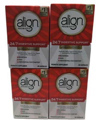 (4) ALIGN PROBIOTIC 24/7 DIGESTIVE SUPPORT 28 CAPSULES EACH. EXP: 11/2028+