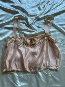 Antique Edwardian Baby Pink Silk & Lace Camisole Medium Coquette *read*