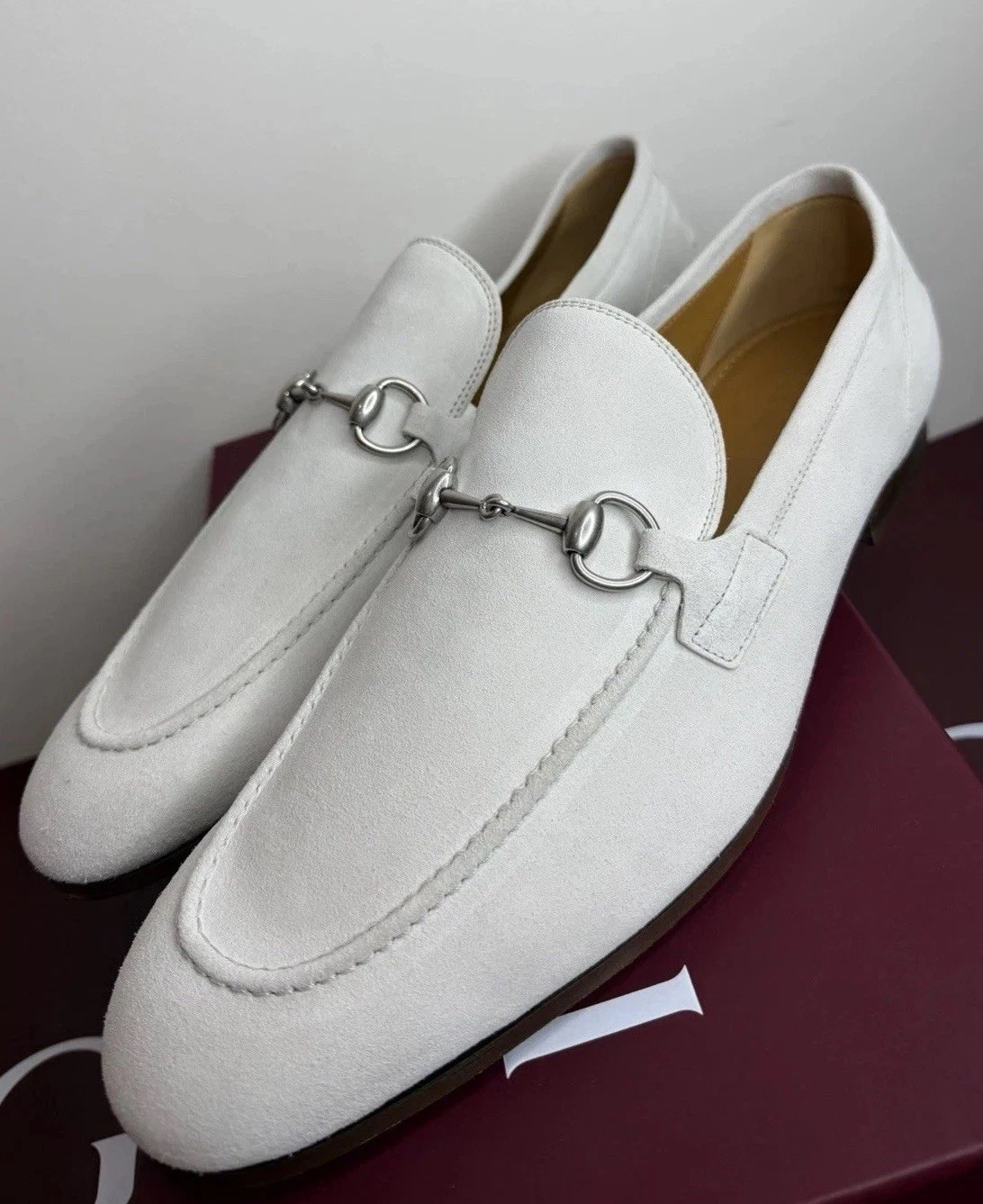 Gucci — Gucci Mens Grey Leather Suede Horsebit 1955 Loafers Size 9UK/10US