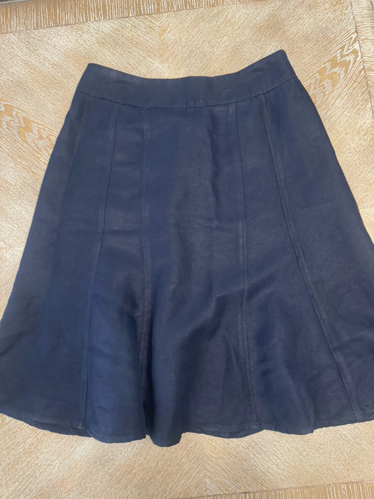 Coldwater Creek Navy Blue A-line Skirt Linen Blend Med(10-12) Waist32 Length 26”
