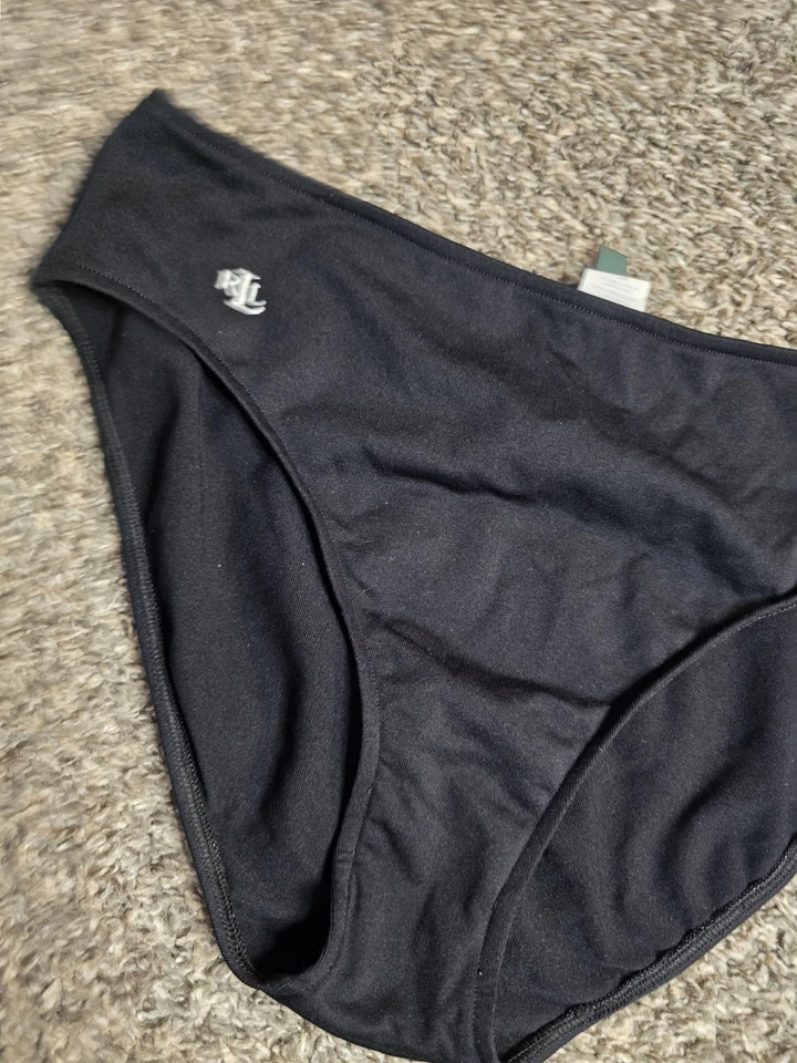 De Colección Ralph Lauren Negro Francés Corte Alto Algodón/Spandex Panty Ropa Interior Talla 14 Foto 2 de 4