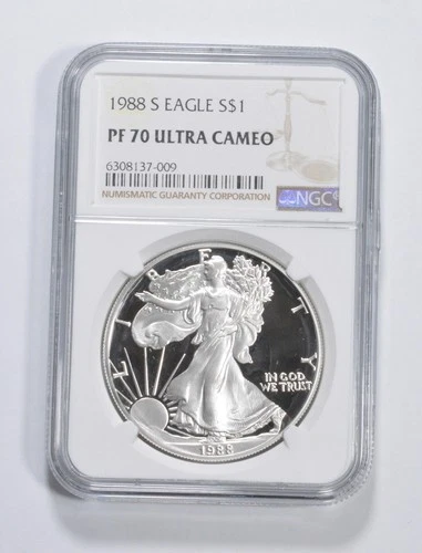 1988-S American Silver Eagle 1 Oz PF70 UCAM NGC Brown Label *2698