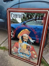VTG Captain Morgan rum pirate mirrored advertising sign frame bar PICKUP ONLY