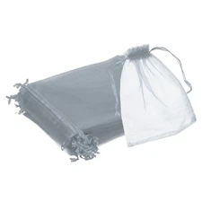 25pcs Organza Bags 6x8 Inch Drawstring Favor Pouches Sheer Mesh Bag Grey