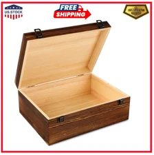 Barydat Extra Large Wooden Box with Hinged Lid Memory Box for Keepsakes Unfin...