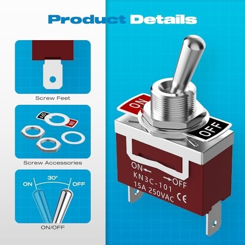 Toggle Switch 12V 30A Heavy Duty ON/Off 2Pin SPST Waterproof Toggle ...