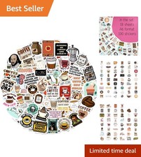 Universal 100Pcs Vinyl Coffee Stickers - Fun Decals for Planners, Laptops More