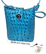 Brahmin Marley Vibrant Azure Blue Melbourne Leather Crossbody Bag NWT + Dust Bag