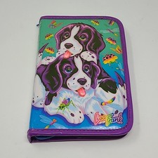 Vintage Lisa Frank Violet  Velvet Puppies Stationery Zipper Case Mini Binder