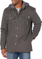 Dickies Mens Fleece Hooded Duck Shirt Jacket with Hydroshield 2XL Big/Tall Slate