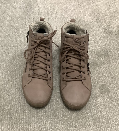ECCO Soft 7 Tred Tan Blush Leather High Top Sneaker Boots Gore-Tex Wom 7-7.5 38