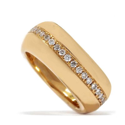 Ring aus 750er Gelbgold 18 K mit 21 Brillanten Gewicht 22,48g Ringgröße 55 WS1/G