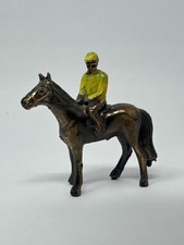Vintage Lead Copper Wash Horse and Jockey Figure Yellow Shirt Made in Japan