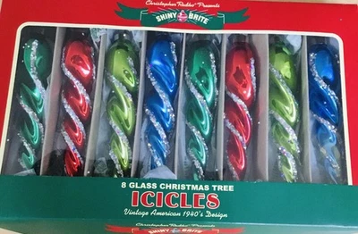 Christopher Radko Shiny Brite Box Of 8 Icicles 6” NEW