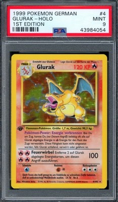 PSA 9 Pokemon 1999 German Base Set 1st Edition Glurak Charizard