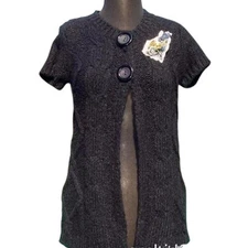 Cache Black Acrylic Cotton Mohair Blend Sweater Jacket Top Stretch New $98 NWT