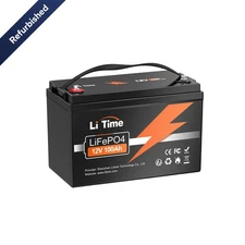 LiTime 12V 100Ah LiFePO4 Lithium Battery 1280Wh for RV Solar Marine-Refurbished