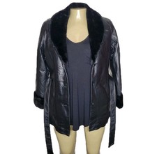 Dona Michi Leather Jacket L Faux Fur Winter C...
