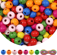120 StüCk NatüRliche Runde Bunte Holzperlen Set 16 Mm Runde Holzperle Basteln Mi