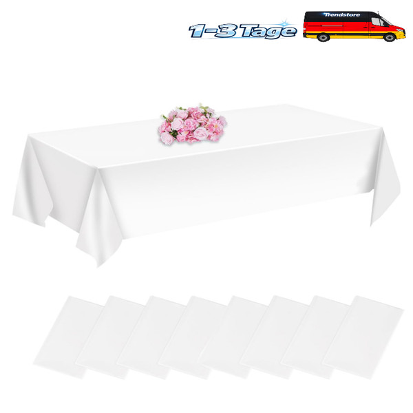 Einweg Tischdecke Weiß 8 StüCk 137X274 Cm Rechteckig-image