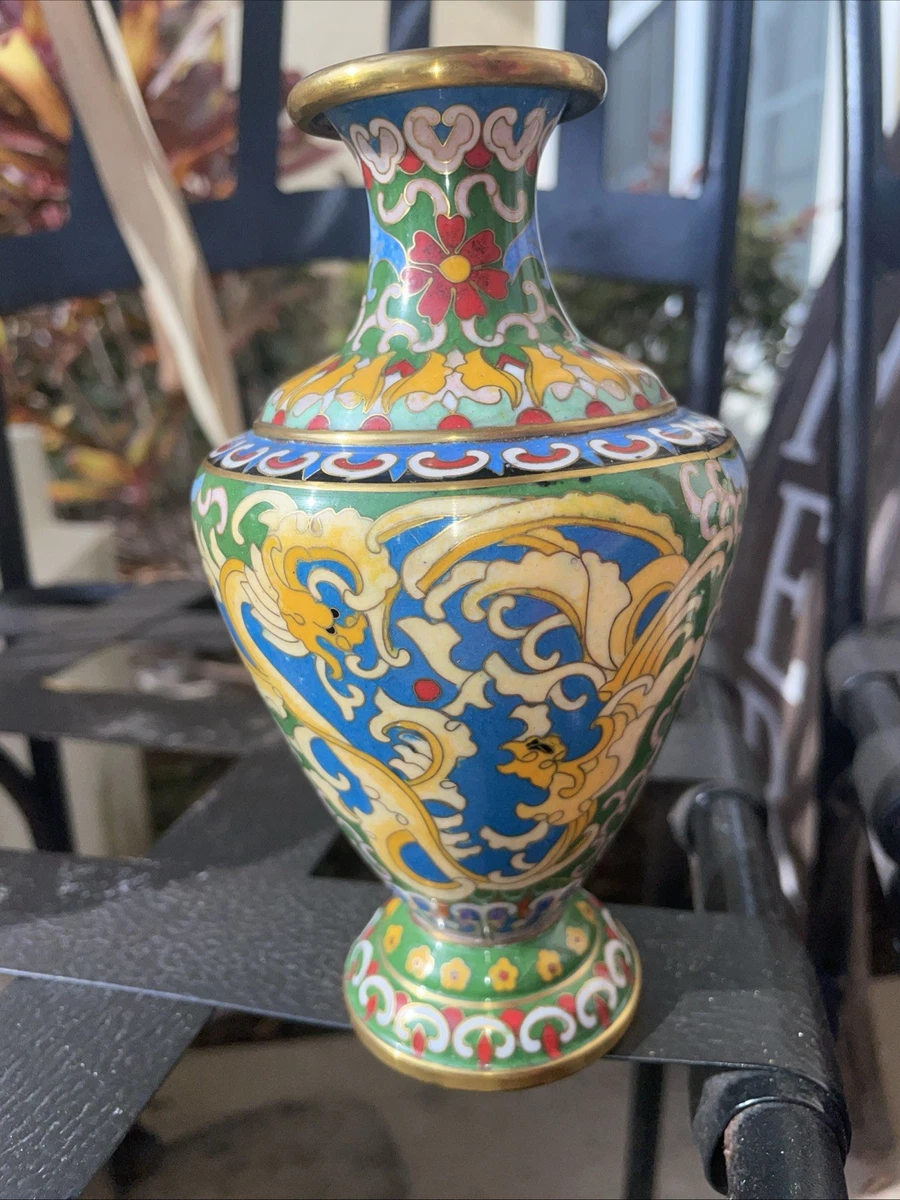亚洲古董景泰蓝龙在中国古董花瓶| eBay