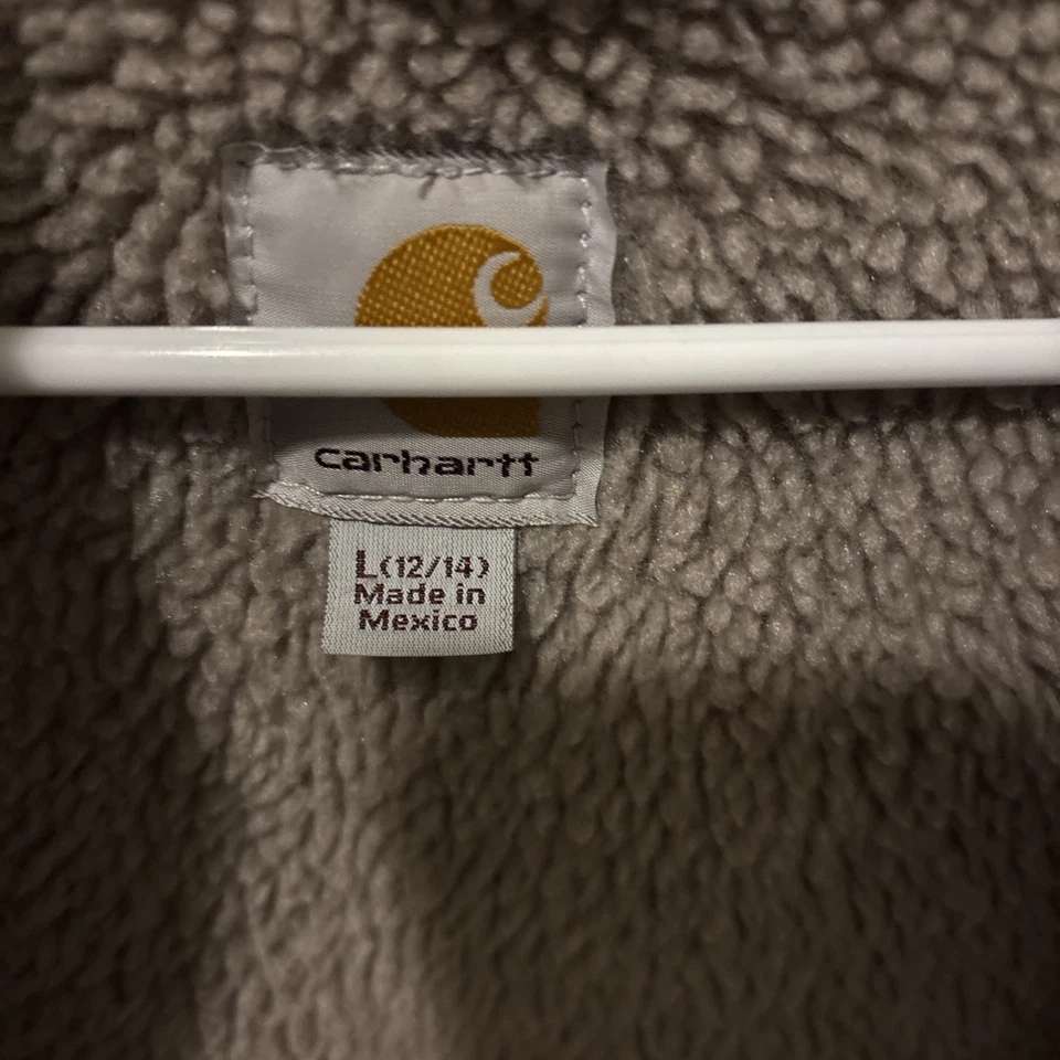 Carhartt 女式 L 码夏尔巴内衬 Sierra 夹克 WJ141-624 玫瑰粉红色工作服 — 第 4/4 张图片